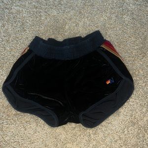 aviator nation black velvet shorts- size small